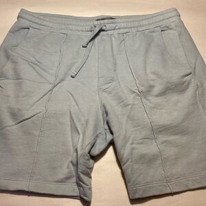 Saks Fifth Ave Gray line sky blue cotton knit shorts drawstring waist